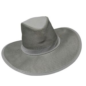 Scala Gray Mesh Wide-Brim Sun Hat